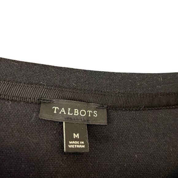 Talbots Black 3/4 Sleeve Lace Trim Sweatshirt Size Medium - Picture 3 of 7